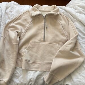 Lululemon scuba half zip sweatshirt in beige